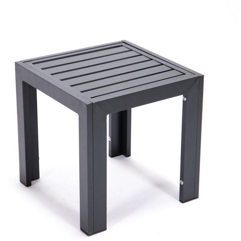 LeisureMod Chelsea Modern Outdoor Chaise Lounge Chair Set with Side Table, Black Aluminum – Set of 2 in Red