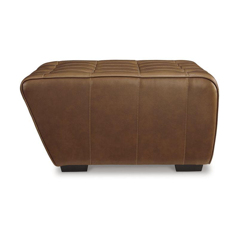 Signature Design by Ashley Temmpton Mid-Century Modern Tufted Leather Match Oversized Ottoman, Chocolate