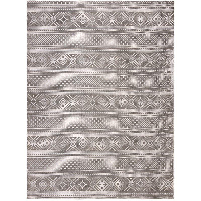 Ivory Floral 8' x 10' Handmade Cotton Flat Woven Rug