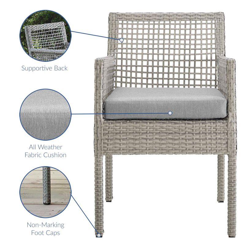 Modway Aura Outdoor Patio Wicker Rattan Dining Armchair - Gray Gray