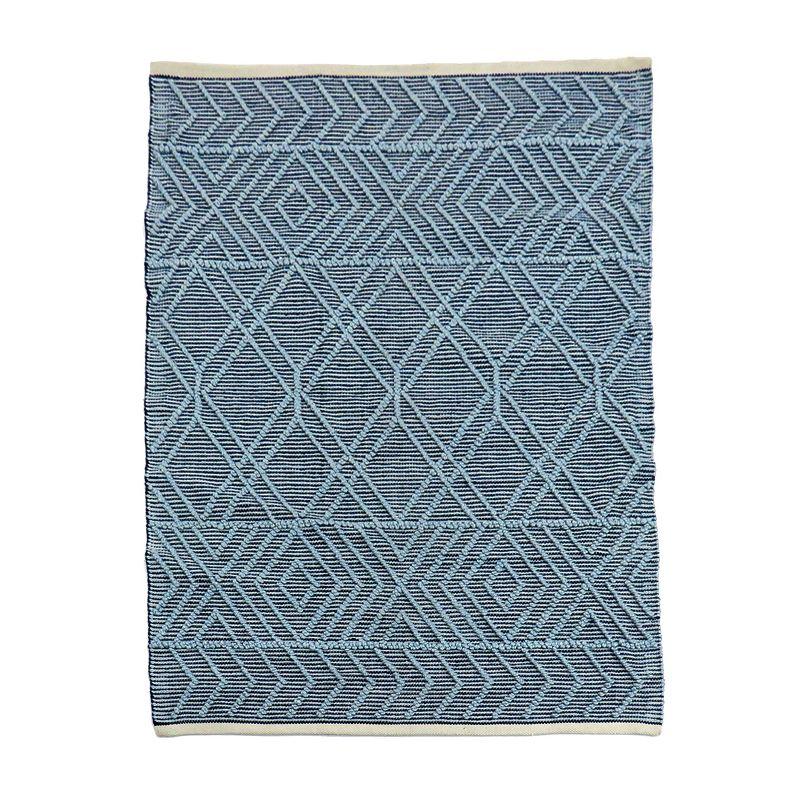 5x7 Geometric Hand Woven Indoor/Outdoor Rug Navy Blue - National Tree Company