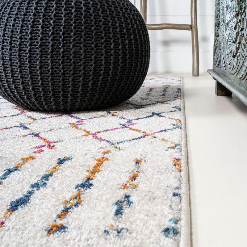 8'x10' Moroccan HYPE Boho Vintage Diamond Area Rug, Cream/Multi - JONATHAN Y