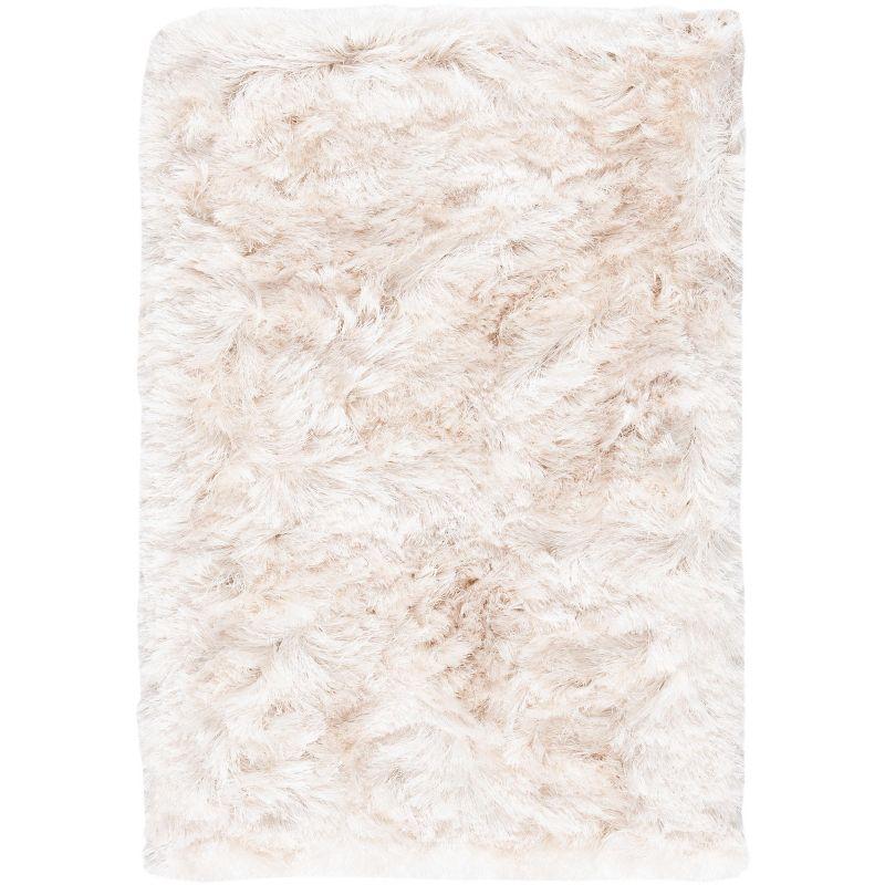 Ivory Elegance Hand-Tufted Wool Blend Shag Rug - 2' x 3'