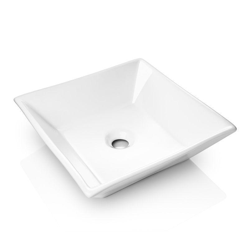 Miligore 16'' White Ceramic Square Bathroom Sink