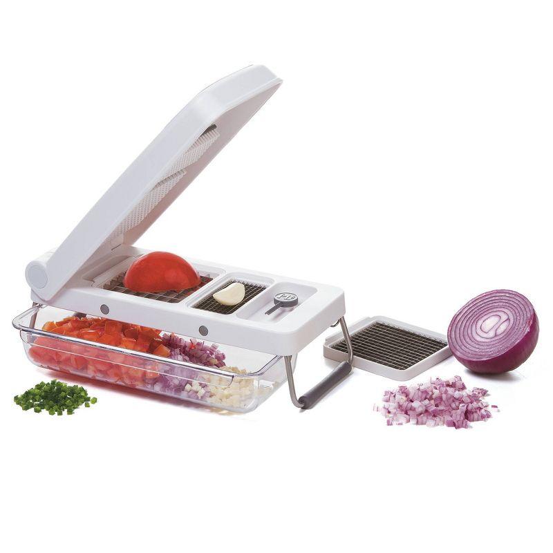 PL8 Professional Chopper White: Stainless Steel Manual Food Chopper, 3 Blades, Dishwasher-Safe, Progressive Veggie Tool