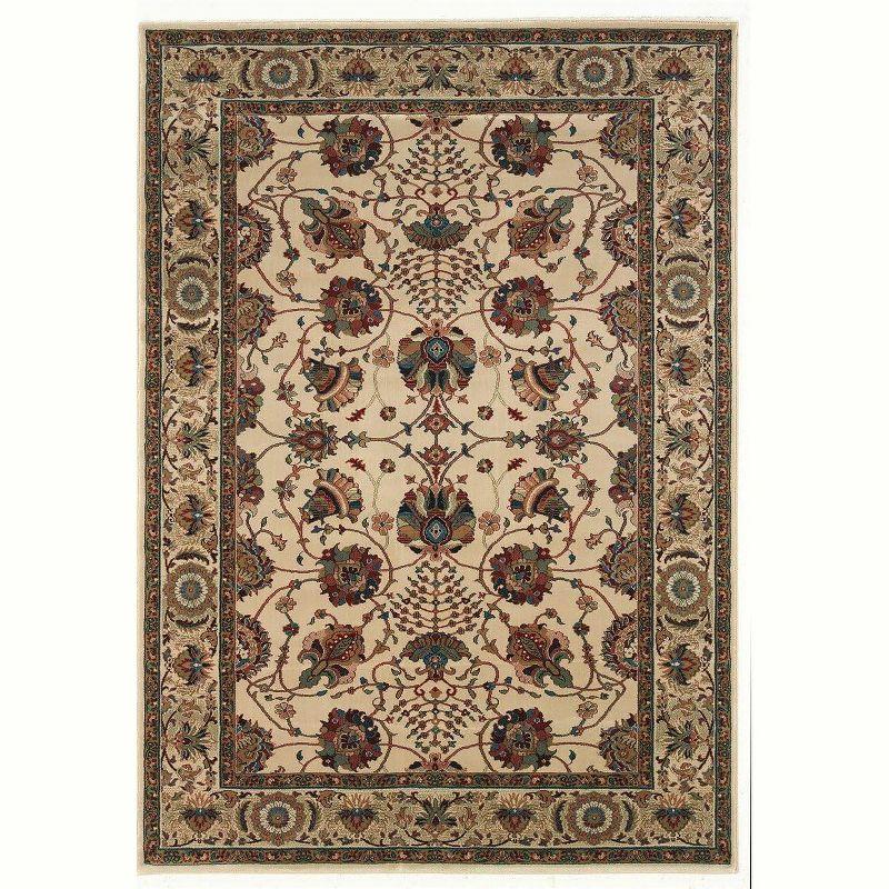 Ivory and Red Hand-knotted Synthetic Persian Area Rug