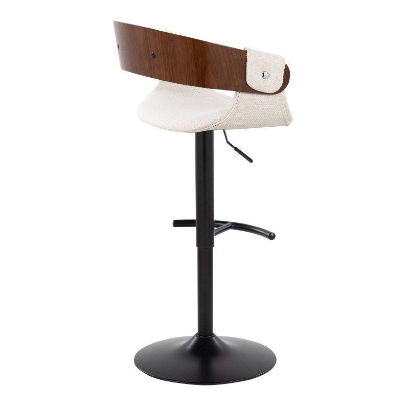 Set of 2 Elisa Adjustable Barstools Walnut/Cream - LumiSource: Mid-Century Modern, Swivel, Footrest, Metal Frame