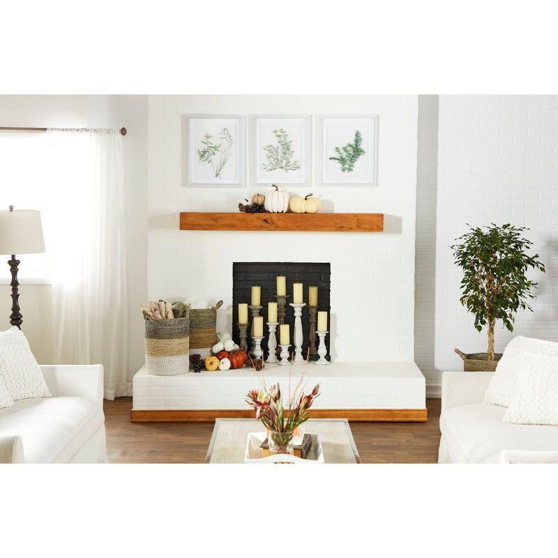 Set of 3 Rustic Pillar Candle Holder White - Olivia & May: Elegant Mango Wood, Sturdy Base, Indoor Use