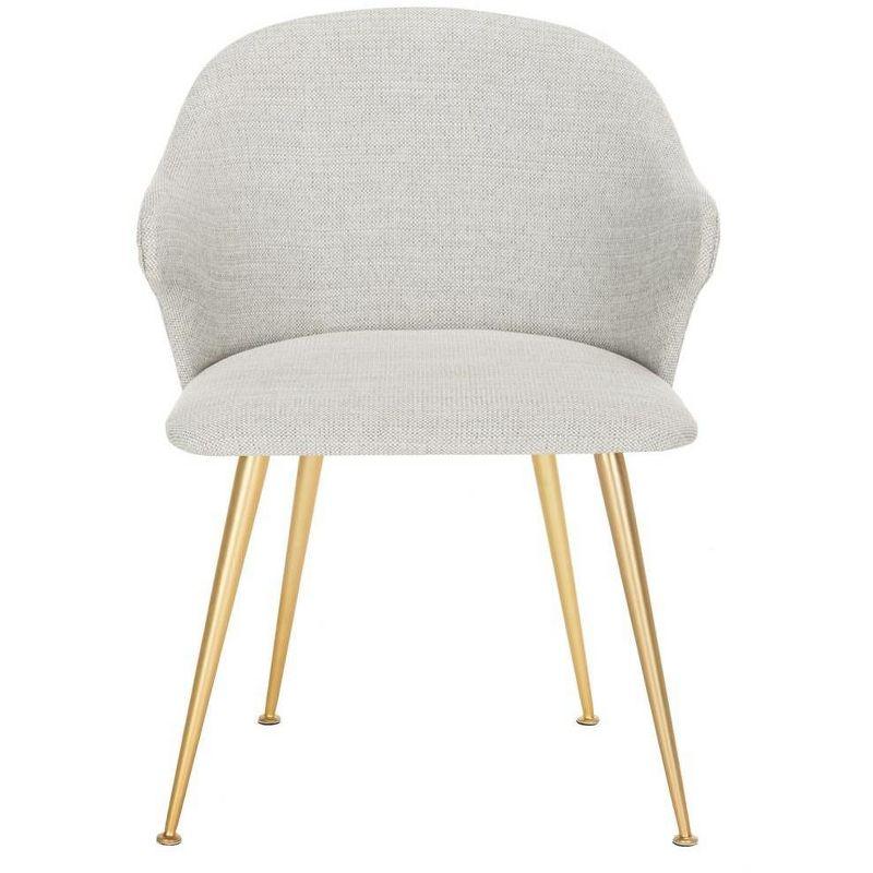 Edmond Transitional Linen Blend Light Grey Arm Chair with Gold Capped Legs