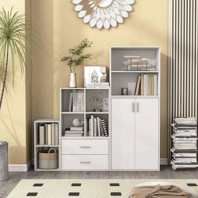 24/7 Shop At Home 24" Silkpath Modern 2 Cube Stackable and Modular Bookcase White: MDF Wood, Open Shelving