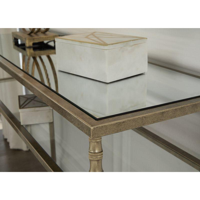 Signature Design by Ashley Cloverty Glass Top Sofa Table, Gold Finish