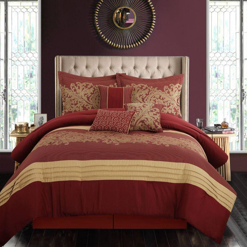 Nanshing America, Inc Margret 7 Piece Jacquard Comforter Set