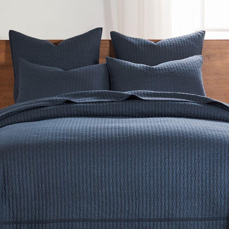 Cross Stitch Navy Euro Sham Set of 2