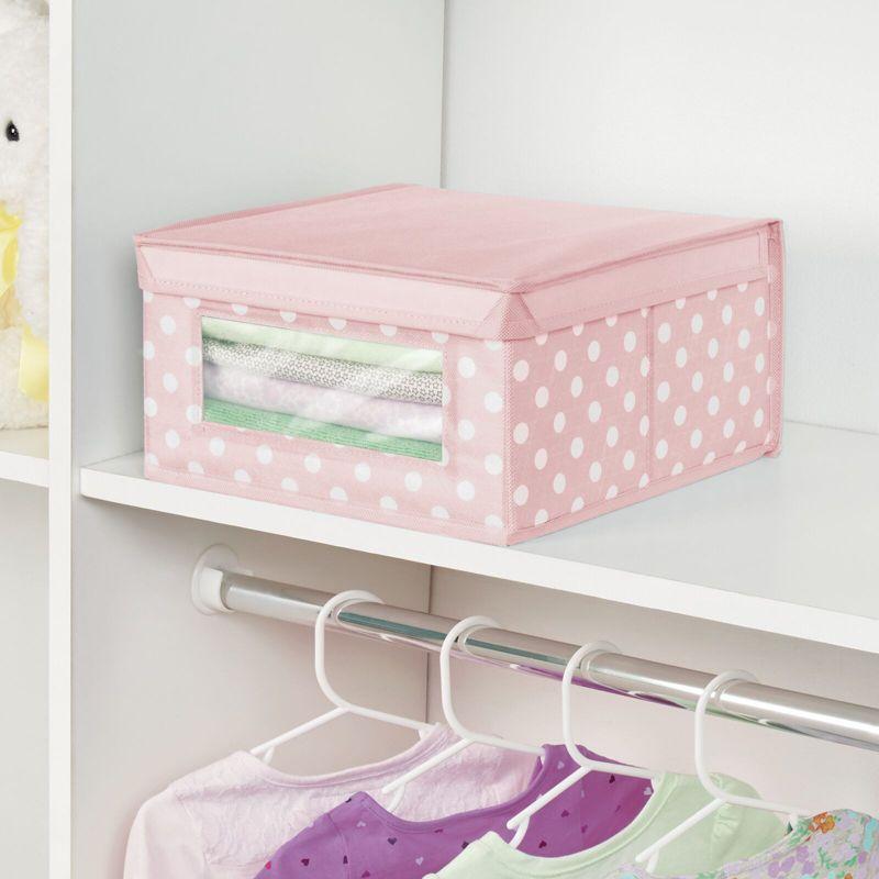 mDesign Medium Fabric Nursery Box with Lid/Window