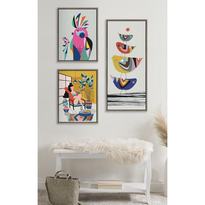 Kate and Laurel Sylvie The Family Tree Framed Canvas by Rachel Lee of My Dream Wall, 18x40, Gray