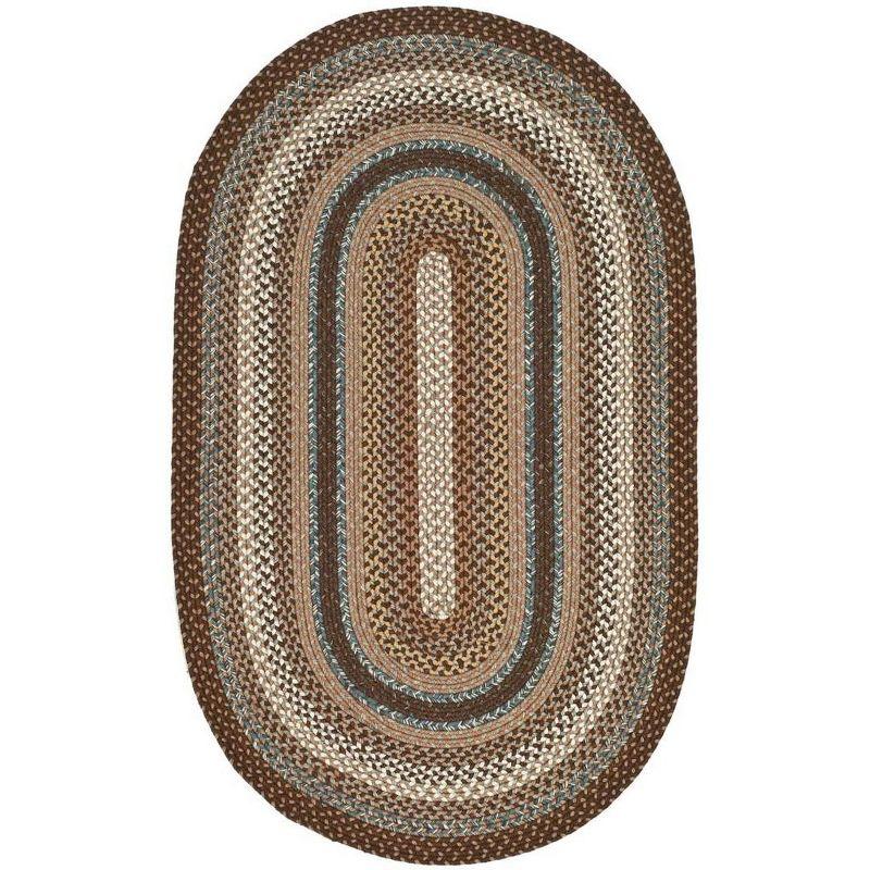 Braided BRD313 Hand Woven Accent Rug - Brown/Multi - 3'x5' Oval - Safavieh.