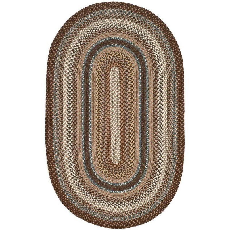 Handwoven Multicolor Braided Oval Rug - Easy Care, Stain-Resistant