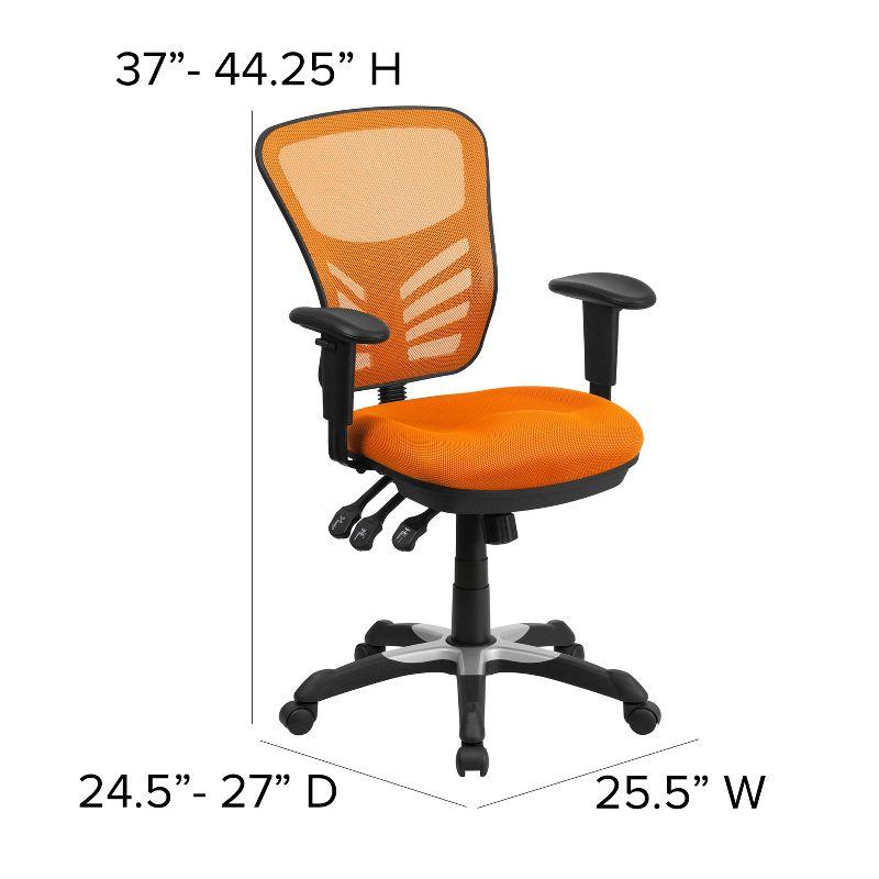 ErgoFlex Mid-Back Orange Mesh Swivel Office Chair with Adjustable Arms