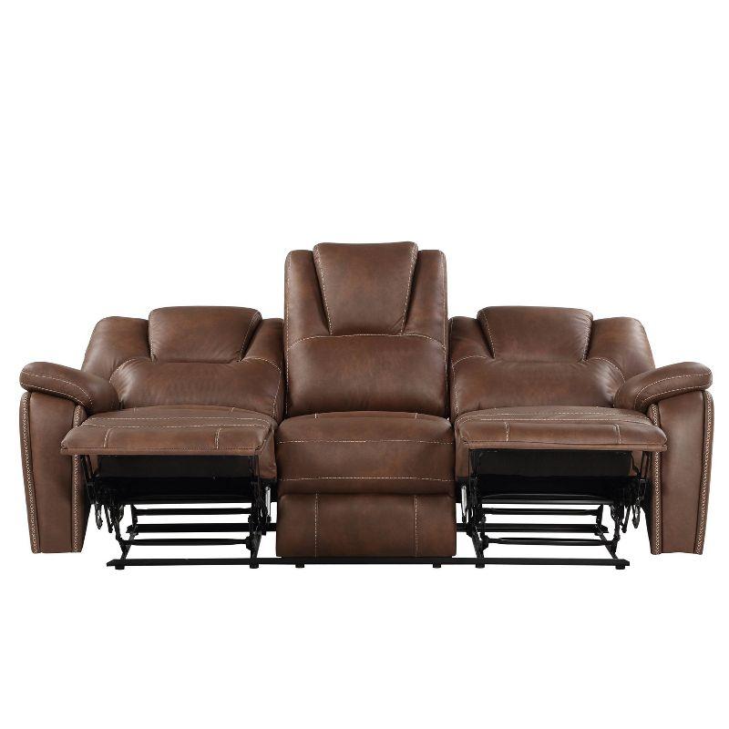 Katrine Reclining Sofa Loveseat and Chair Set Brown - Steve Silver Co.: Luxurious Faux-Leather, Manual Motion, Padded Armrests