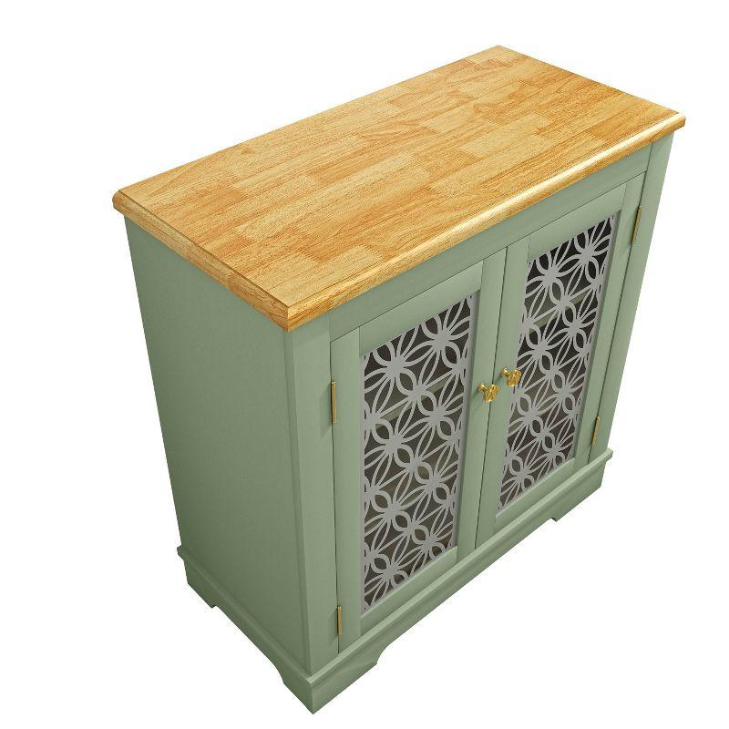 30" Storage Sideboard Buffet Cabinet Green - Home Essentials: Bohemian Style, Adjustable Shelves, Tempered Glass Doors