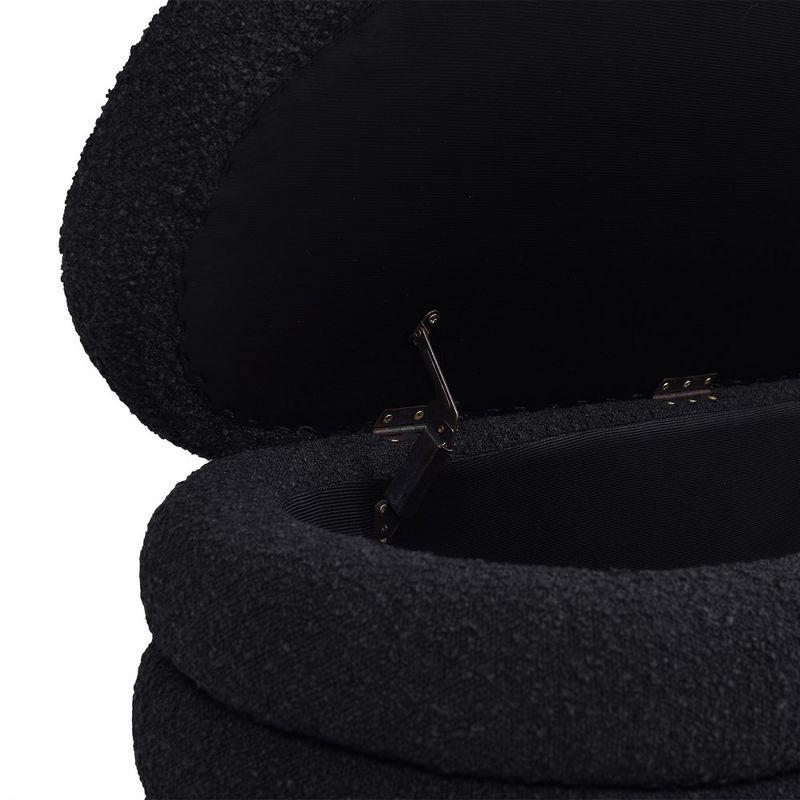 Everly Quinn Boucle Upholstered Storage Bench