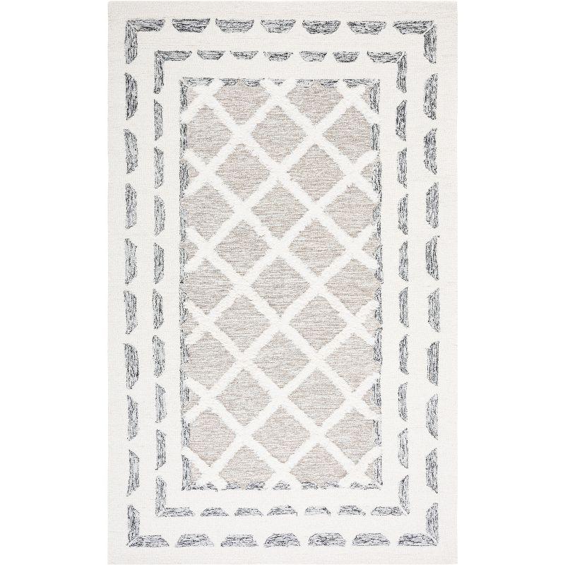 Casablanca Square Hand Tufted Gray Shag Wool Rug 3' x 5'