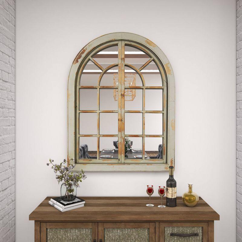 48" x 37" Farmhouse Classic Arched Window Design Decorative Wall Mirror - Olivia & May