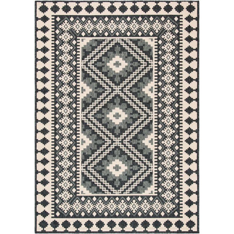 Gray and Ivory Geometric Indoor/Outdoor Area Rug