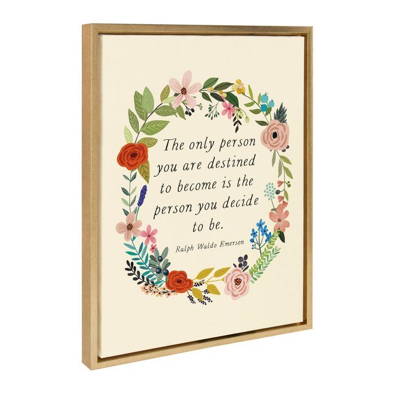 18"x24" Sylvie The Only Person Framed Canvas Wall Art by Mia Charro Gold - Kate and Laurel: Emerson Quote, Modern Decor, Nursery Artwork