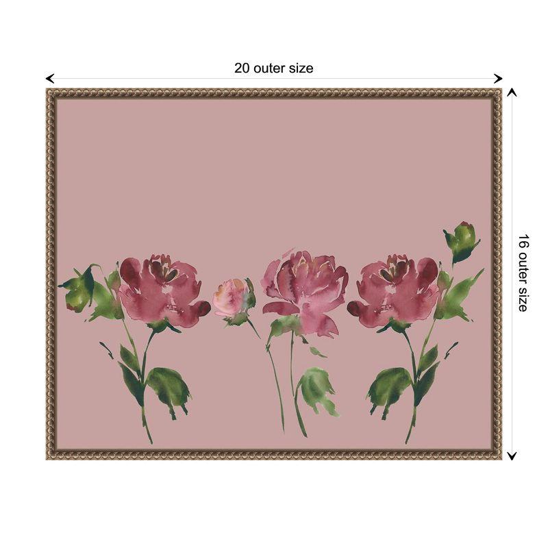 Mauve Peonies Beaded Framed Canvas Wall Art