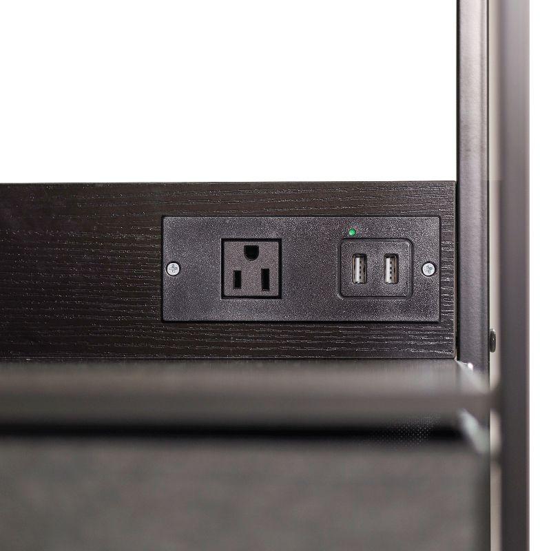 Emma and Oliver Charging Nightstand with 3 Fabric Drawers, 2 USB Ports, 1 Outlet in Charcoal/Blk