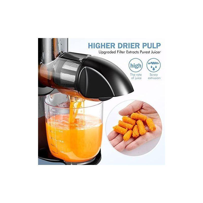 Masticating Juicer with Quiet Motor, Reverse Slow Chewing Cold Press Juicer, 7 Upgraded Auger Juicer, High juicing rate, 90 Electronic Recipes, blue