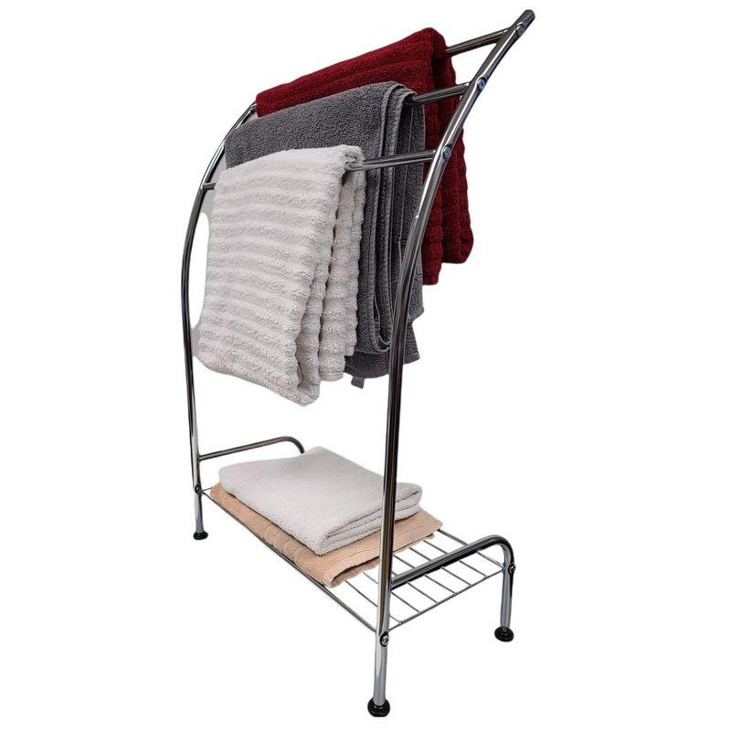 Evideco Free standing Curved 3 Tier Towels Stand with Shelf Chromed Metal & Reviews | Wayfair