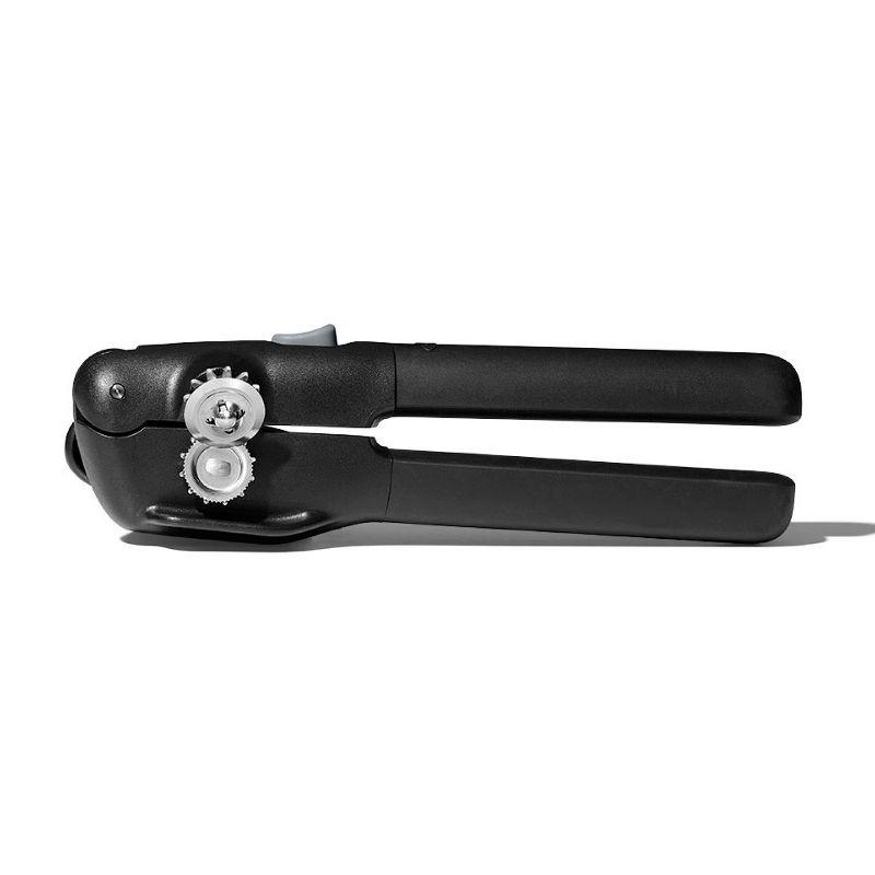 OXO Locking Can Opener: Manual Soft-Grip Handle, Stainless Steel, Black, Hand Wash, Freestanding, Lifetime Warranty