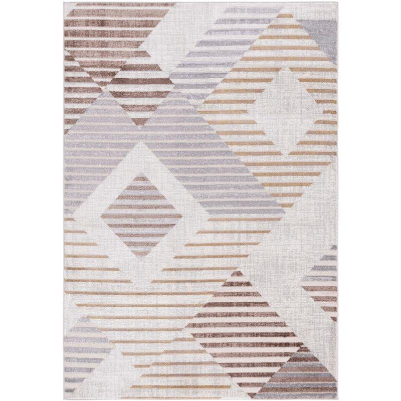 Palma Geometric Gray and Beige Synthetic Area Rug