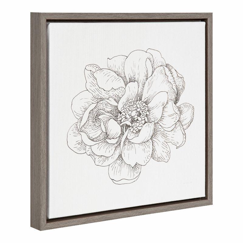 16" x 16" Pen and Ink Florals IV Framed Canvas Wall Art - Amanti Art: Modern Botanical Digital Art, Polystyrene Frame