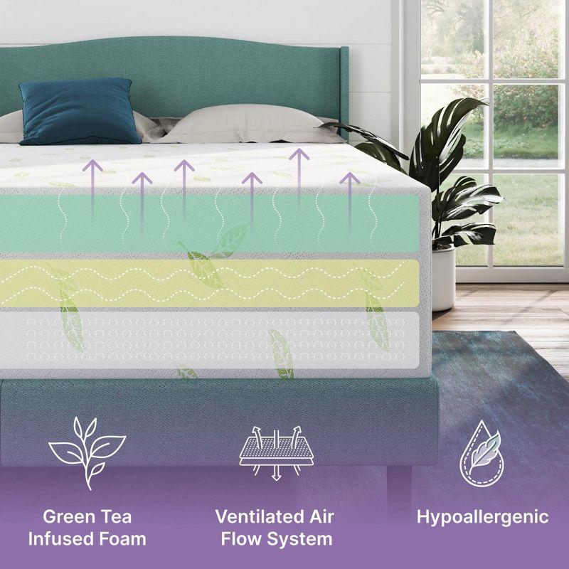 Anula Green Tea Memory Foam Mattress, Bed in a Box