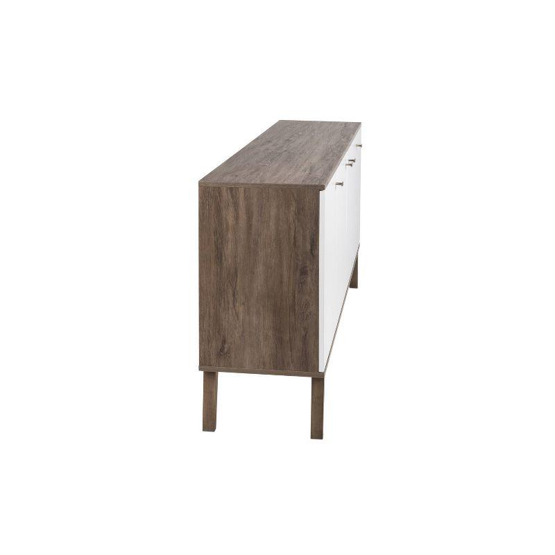 Milo Mid-Century Modern 4 Door Buffet Server Gray/White - Prepac: Laminated Composite Wood, Adjustable Shelves