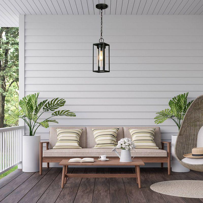 4" Walker Hill Outdoor Clear Glass Pendant Matte Black - EGLO: Foyer Lighting, Adjustable Height, E26 Socket