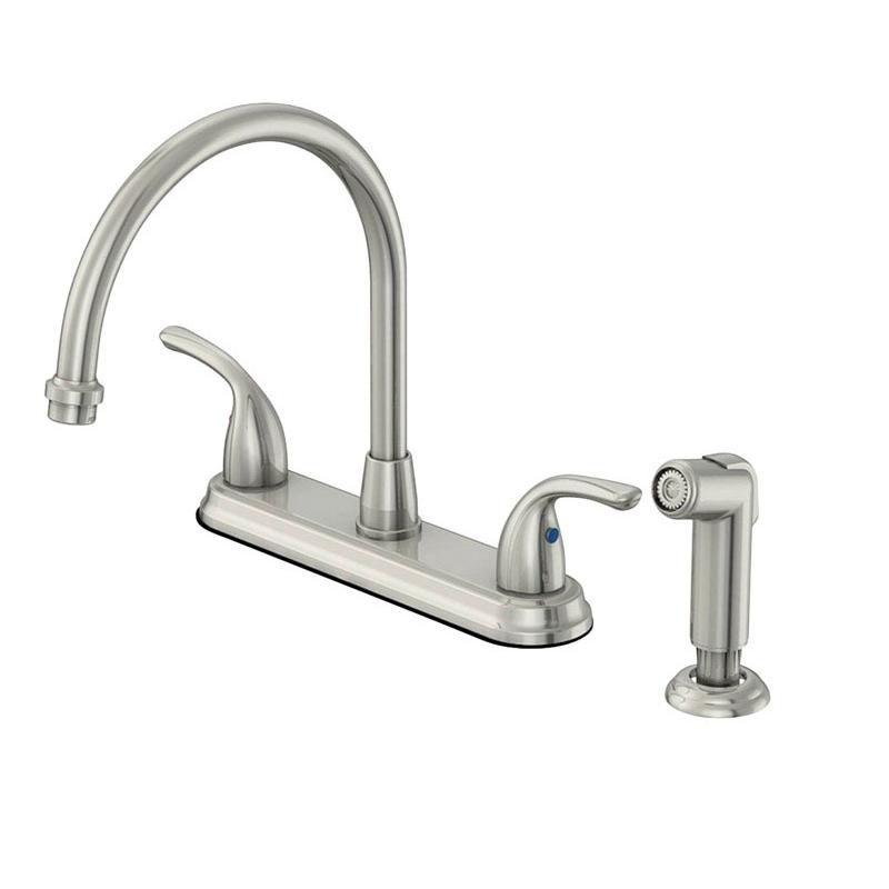 OakBrook Chrome High Arc Two Handle Kitchen Faucet with Side Sprayer