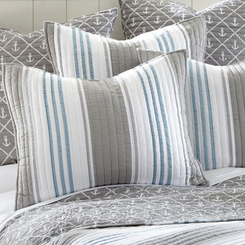 Provincetown Quilt - Striped Coastal - Grey, Blue, White - Levtex Home