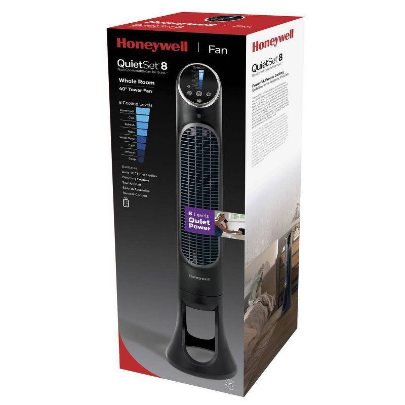 Honeywell QuietSet 8-Speed Oscillating Tower Fan Black HYF290B: Programmable Timer, Quiet Operation, ETL Listed