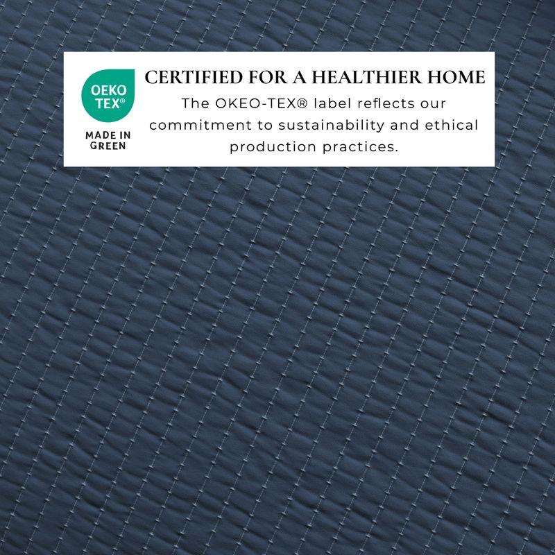 Great Bay Home Detailed Channel Stitch All-Season Reversible Quilt Set With Shams (King, Navy)