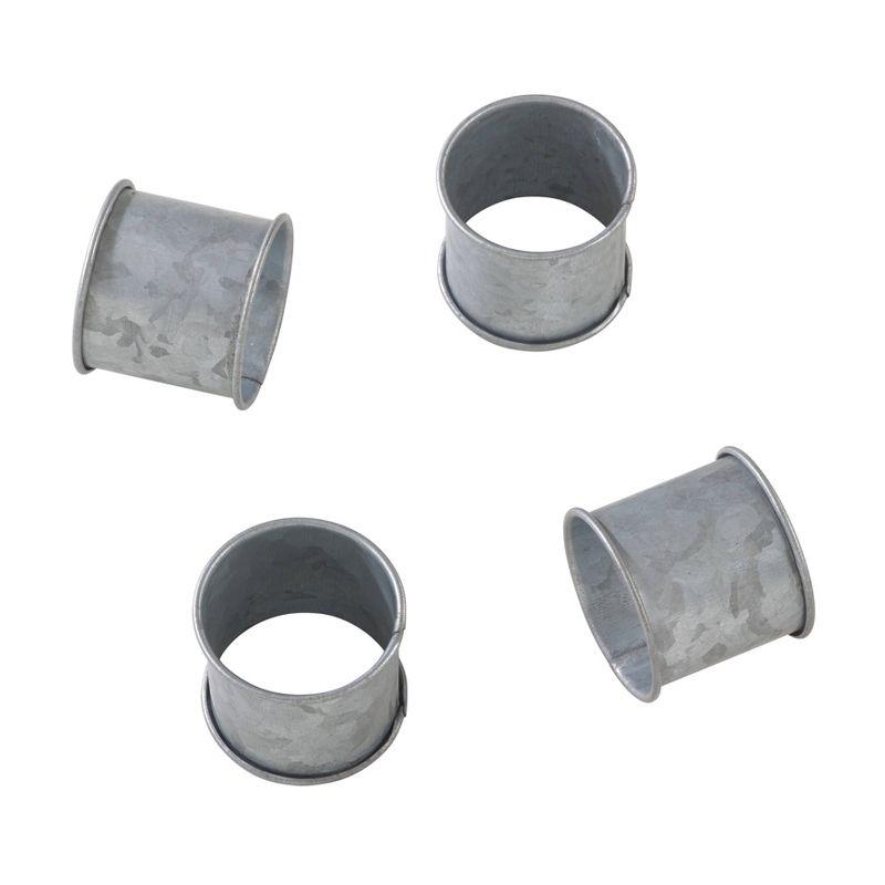 Rustic Gray Metal Napkin Rings - Set of 4