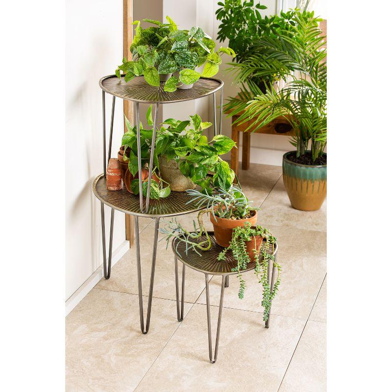 Evergreen Beautiful Leaf Shape Metal Nested Side Tables, Set of 3 - 21 x 21 x 19 Inches Homegoods and Decorations for Every Space