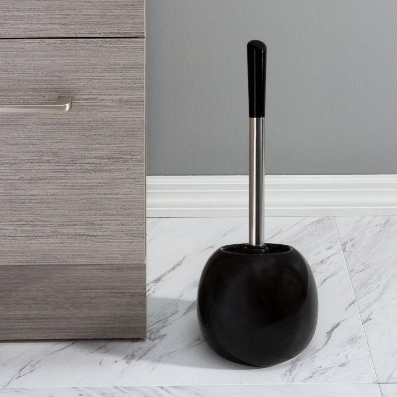 Ceramic Dome Toilet Brush and Holder Black - Bath Bliss