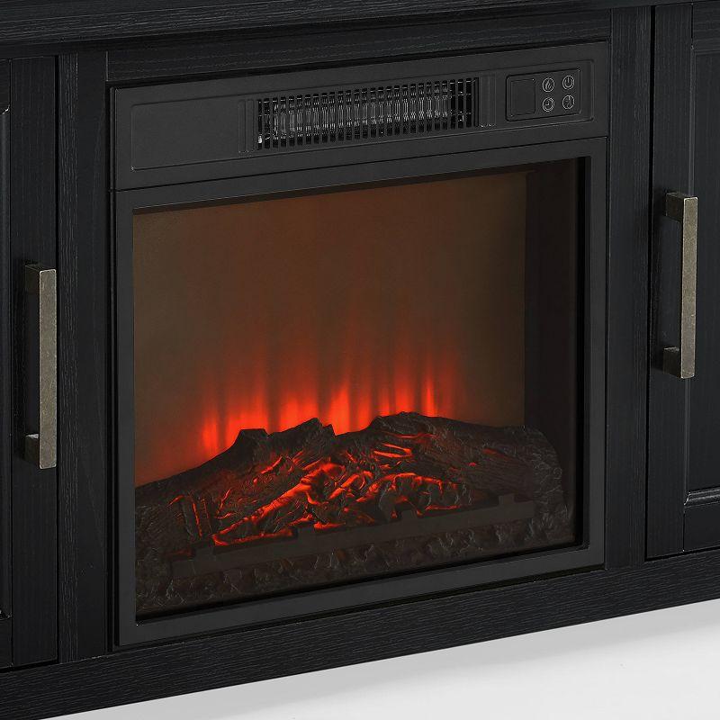 Crosley Camden Corner TV Stand for TVs up to 50" with Fireplace Black : Mid-Century Modern, Adjustable Shelves, Cable Management