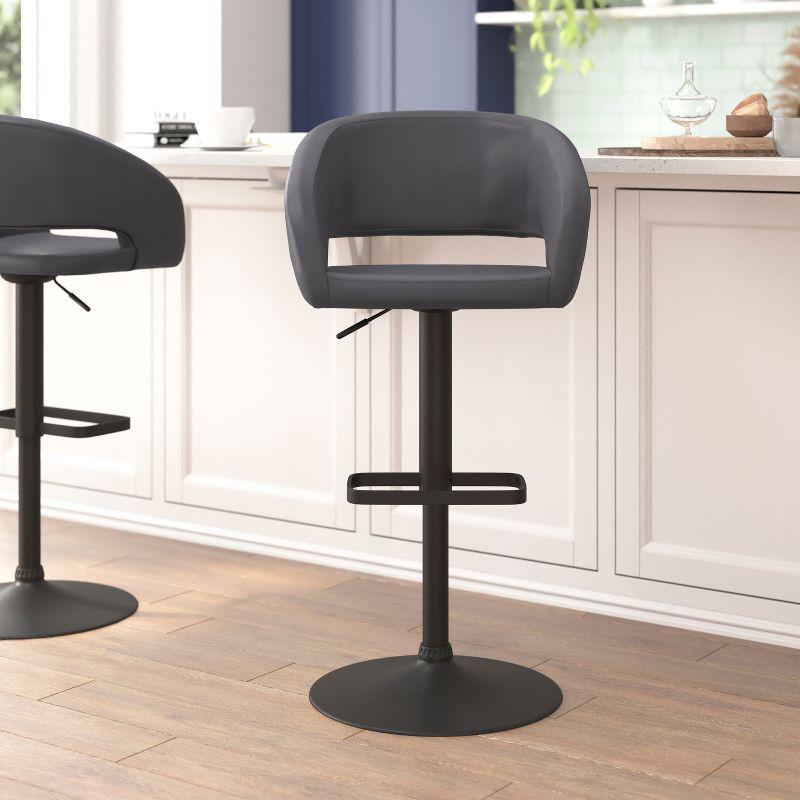 Flash Furniture Contemporary Vinyl Adjustable Height Barstool with Rounded Mid-Back