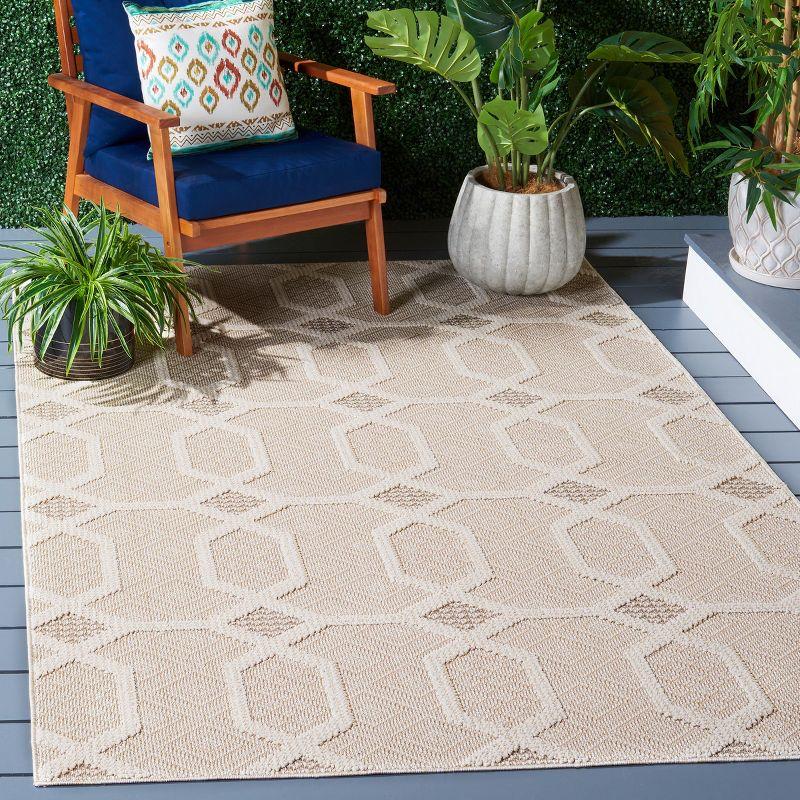 Ivory Rectangular Stain-Resistant Synthetic Area Rug