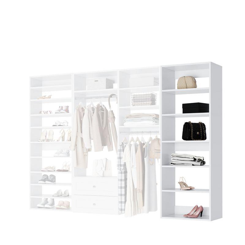 White Modular Closet Shelf Tower with Adjustable Shelves